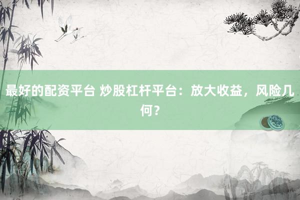最好的配资平台 炒股杠杆平台：放大收益，风险几何？