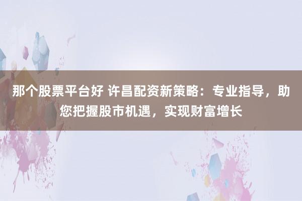 那个股票平台好 许昌配资新策略：专业指导，助您把握股市机遇，实现财富增长
