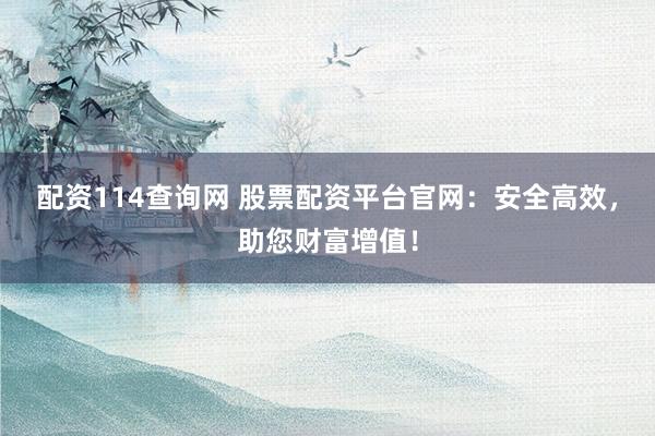 配资114查询网 股票配资平台官网:安全高效,助您财富增值!
