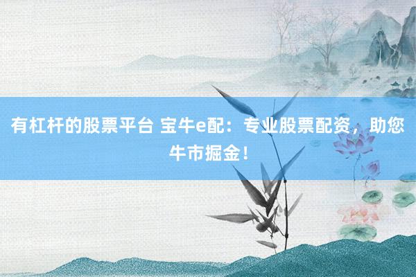有杠杆的股票平台 宝牛e配:专业股票配资,助您牛市掘金!