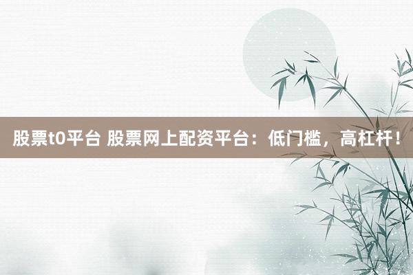 股票t0平台 股票网上配资平台：低门槛，高杠杆！