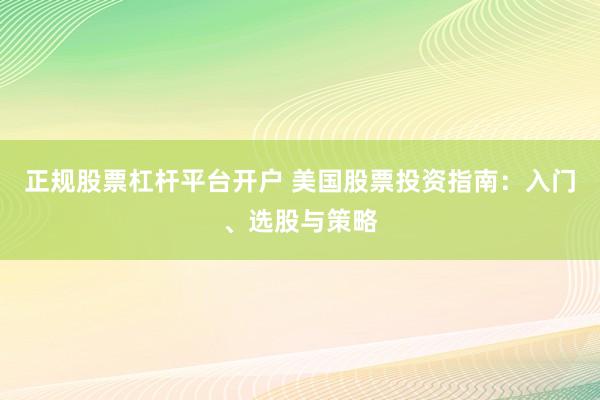 正规股票杠杆平台开户 美国股票投资指南：入门、选股与策略