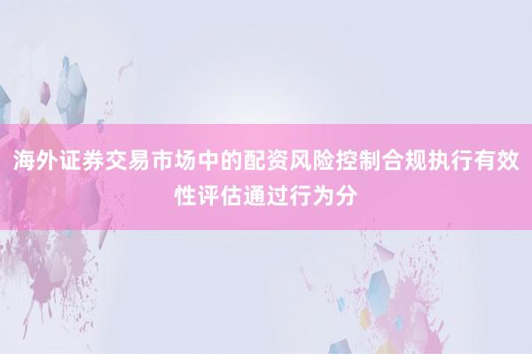 海外证券交易市场中的配资风险控制合规执行有效性评估通过行为分